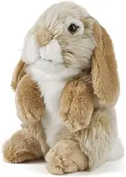 Living Nature AN345B Soft Toy-Plush Pet Sitting Lop Eared Rabbit, Brown (19cm)