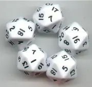 RPG Dice Set of 5 D20 - Opaque White
