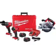 Milwaukee Hammer Drill Impact Driver Kit w/ Circular Saw 18V Li-Ion Brushless
