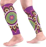 [MASSIKOA] Hippie Henna Floral Sports Calf Compression Sleeves Leg Compression Socks Calf Guard for Running, Cycling, Maternity, Travel, Nurses