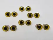 6 pr VTG Zims Yellow Cut Iris Owl Eyes 16mm Plastic Safety Amigurumi Craft Doll