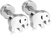 [NewZenro] 16G Mini Mouse Cute Elephant Small Stud Earrings Dainty Animals Cartilage Tiny Flat Screw Back Stainless Steel Studs Minimalist Comfort Fit Tragus Helix Piercing Studs for Daughter Birthday