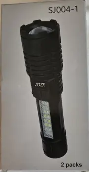 2-Super Bright LED Tactical Flashlight Torch Zoomable With Rechargeable Battery.
