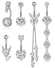 Surgical Steel Belly Button Rings Dangling Dangle Belly Rings Piercing Jewelr...
