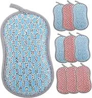 UTHCLO 10Pcs Reusable Cleaning Sponge Compact Non Scratch Kitchen Scrub Sponges for Dishes Pots and Sinks Dual Sided Design for Easy Washing Up for Home Use