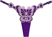 [Generic] Women's Sexy Underwear Thong Butterfly Embroidered Hipster Panties Butt Lifting Briefs Low Rise Bikini Panties