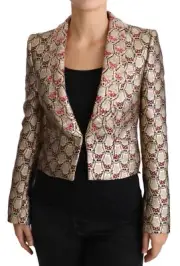 Dolce & Gabbana Glittering Gold Floral Sequined Blazer Women's Jacket Authentic