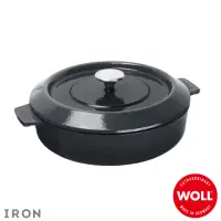 在飛比找Yahoo奇摩購物中心優惠-WOLL德國歐爾 IRON淺型鑄鐵鍋28cm-灰