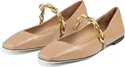 [Vertundy] Women's Ballet Flats Chain Link Square Toe Slip On Flat Fashion Causal Dress Leather Ballerina Shoes