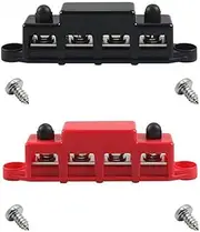 WADY Bus Bar Power Distribution Block 12V 250A - Marine Grade Terminal Block with 4 x 5/16" Studs, Waterproof Cover for Positive/Negative DC Battery Connections, (M8)