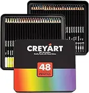 Colored Pencils Set of 48 ? Pre-Sharpened Nontoxic Art Supplies for Kids and Adults - Soft and Thick Oil Based Leads ? 48 Colors in Tin Box - by Creyart