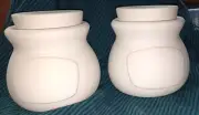 (2) GARE #4078 LG SAYING POT w/LID -CERAMIC BISQUE STORAGE JARS w/LABEL SPACE