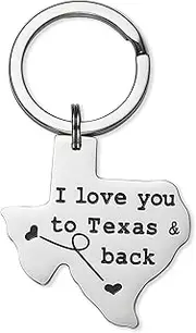 [LParkin] Women's I Love You to Texas and Back Keychain Boyfriend Girlfriend Long Distance Relationship Gift Going Away Gifts Friendship