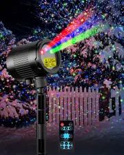 Mini Christmas Laser Projector, 3 Color Moving Star Lights Firefly Show with RF