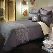 Bianca Maddox Charcoal Quilt Cover Set (Queen, King) Or Cushion Cover