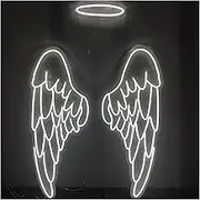 Sign Lamp Аngel Wings & Halo Neon Sign Light Party Birthday Decor Angel LED Neon Light Photo Zone Decor(60x53cm)