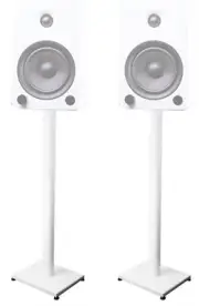 Pair 37” Steel White Stands For Kanto YU5 Bookshelf Speakers Robust Metal Poles