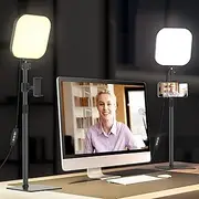 Video Conference Lighting, 180 LED Video Light with 3 Color & 5 Brightness for Video Recording, Webcam Light with Phone Holder for Laptop Computer Online Meeting, Video Calls, Live Streaming