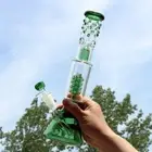12" Green Glass Bong Tornado Percolator Thick Pyrex Water Pipe Turbine Hookah