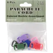Pepperell Parachute Cord Bracelet Buckles 12mm 6/Pkg-Assorted Colors
