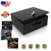 XL Portable Metal Safe Box with Dual Lock - Fire Resistant for Documents