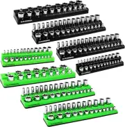 8PCS Magnetic Socket Organizer Set, Magnetic Socket Holder, 1/4", 3/8", 1/2" Soc