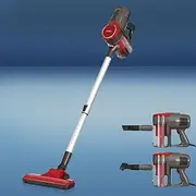 [Devanti] Stick Vacuum Cleaner, Corded Handheld Hand Held Strong Suction Bagless Brushless Handstick, Recharge 500W Compact Dustbuster Sweeper Dust Buster Portable for Home Car Stairs, Red