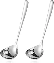 Large Stainless Steel Soup Ladle with Heat Protection - Heat Resistant Kitchen Ladle for Cooking & Pasta Ladles, Induction Safe, Dishwasher Safe & Durable Cooking Utensils