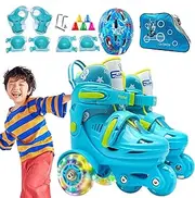 Three-Point Roller Skates | Three-Point Children Balance Roller Skates | Children Aged 3-8 Years Roller Skates with Light up Wheels for Skating Rink, Playground