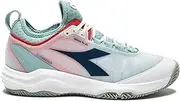 Diadora Women`s Speed Blushield Fly 4 AG Tennis Shoes White and Legion Blue