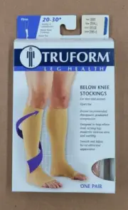 Truform 20-30 Below Knee Compression Stockings Open Toe Beige Small # 0865-S