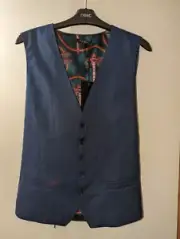Mens Waistcoat New Tags Size 38" Blue Ted Baker Dragonfly