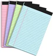 4 Pcs Note Pads 5x8 Inch Colored Legal Pads 5x8 College Ruled Notepad Colored Legal Pad 30 Sheets Note Pad Lined Paper Pads Purple, Pink, Blue, Green Small Writing Pads for Office, School, Home