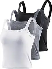 [Cadmus] Women's Compression Tank Tops with Sport Bra 3 Pack