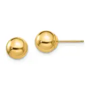 Real 14kt Yellow Gold Madi K Polished 7mm Ball Post Earrings