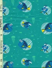 Turquoise Finding Dory Snuggle Flannel by Camelot Fabrics bty