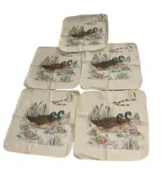 Vintage Stevens Ducks Geese Cattails Washcloth Set Made in USA NOS Set Of 5