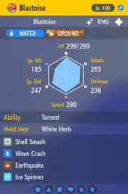Pokemon Scarlet and Violet 6iv Shiny Max EV Blastoise