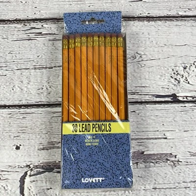 Lovett 30 Lead Pencils No 2 Black Lead Non Toxic Vintage 1989 Brand New Unopened