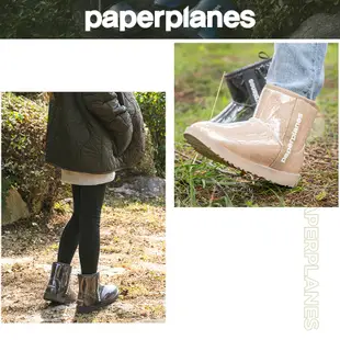 【Paperplanes】紙飛機/韓國空運。保暖必備保暖防水輕量羊羔毛造型雪靴短靴(01563/共4色/現貨+預購)
