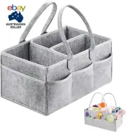 Baby Diaper Caddy Organizer, Felt Cloth Nursery Storage Bin and Car Organizer Ba