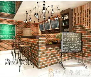 壁貼壁紙 復古懷舊3D立體仿磚紋磚塊磚頭墻紙咖啡館酒吧餐廳文化石紅磚壁紙DF 免運