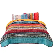 Patchwork Floral Bedspread Set Quilted Queen Size Bed Pillowcase Pattern 119