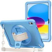 ProCase for iPad 11th Generation A16 2025/iPad 10th Generation Case 10.9 Inch 2022, Heavy Duty Shockproof Rugged Cover with Hand Strap 360 Degree Rotatable Kickstand Protective for iPad 11/10 -Blue