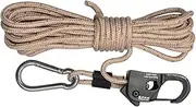 QSTDGVPW 4mm Tent Rope with Pulley Aluminum Alloy Self-Locking Adjuster Heavy Duty Nylon Tent Cord Guide Rope, Khaki