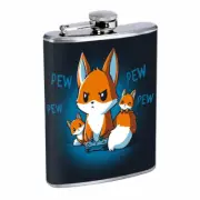Gamer Fox Em1 Flask 8oz Stainless Steel Hip Drinking Whiskey