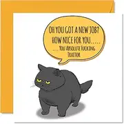 Funny Leaving Card for Colleagues Women Men - Sassy Cat - Sorry Your Leaving Good Luck In Your New Job Card, 145mm x 145mm Banter Greeting Cards, Joke Rude Leaving Gifts Congratulations Card