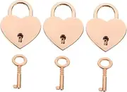 BUTIFULSIC 3Sets Heart Shaped Mini Padlock with Key Small Love Locks for Jewelry Boxes Diaries and Handbags Creative and Durable Storage
