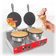 Waffle Cone Maker | Commercial Waffle Roll Maker | Nonstick Covering | Double