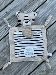 Demdaco Knotted Tiger Baby Lovey Security Blanket Stripes Rattle Blankie New